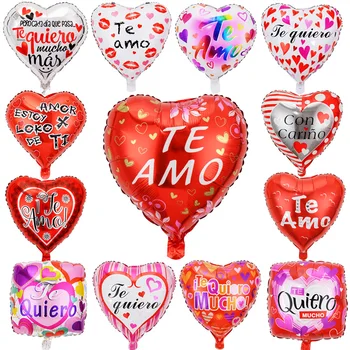 18 Inch Spanish Valentine's Day Heart Square Foil Balloon Confession Arrangement Spanish Heart Balloons