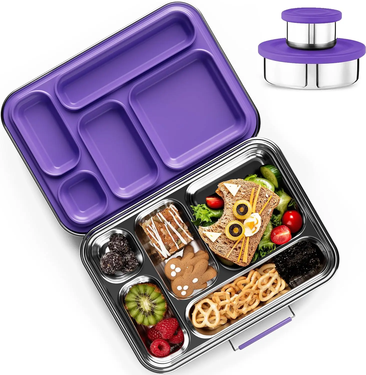 AOHEA Bento Box, BPA Free Lunch Container for all age and Adults, 2 Compartments Stainless Steel Lunch Box with Small Containers manufacture