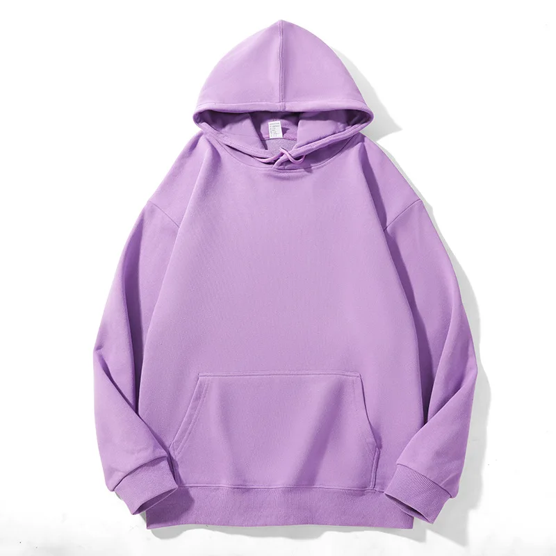 2024 Fashion Spring and Autumn Hooded Cotton Sweatshirt With Pocket Plus Size Shoulder Loose Solid Color Hoodies
