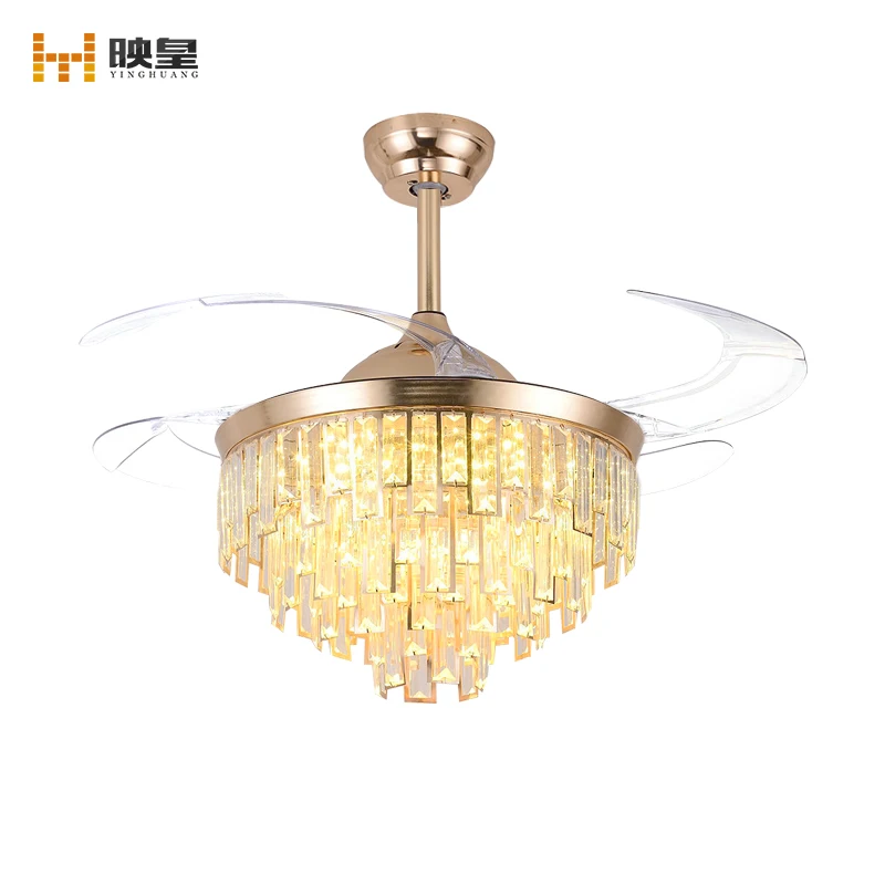 高級クリスタルゴールドシャンデリア、リバーシブルで見えない格納式