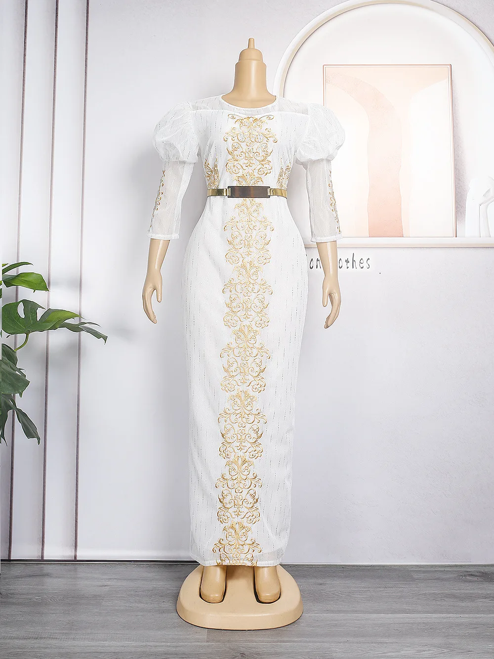 African Women Dress for Wedding Elegant Ankara Robe Africaine Ladies  Clothing With Belt