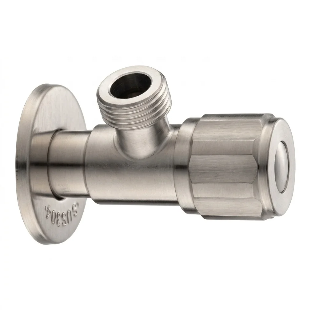 Heavy Duty SUS304 Stainless Steel AV Brushed G1/2 Wall Mounted Water Shut Off Valve for Bathroom Toilet