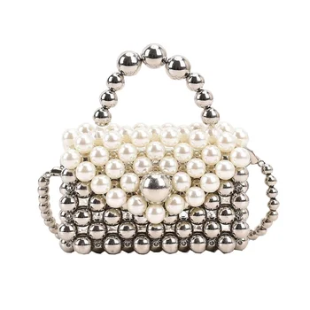 Handmade pearls exquisite high-end handbag shoulder messenger bag 12*2*12cm Mini Evening Bag for Women