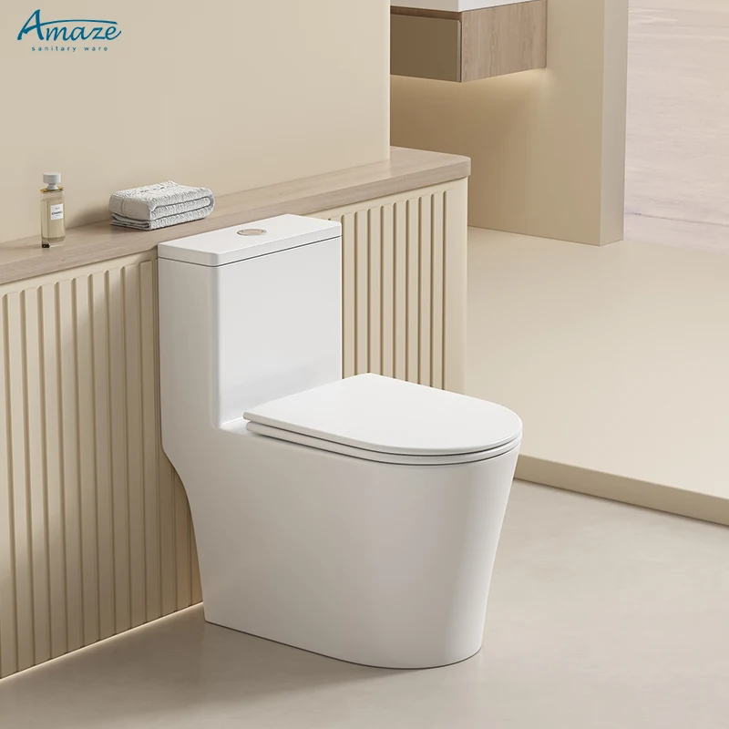 Ceramic sanitary ware flush wc bathroom modern white color water closet back to wall one piece toilet manufacture