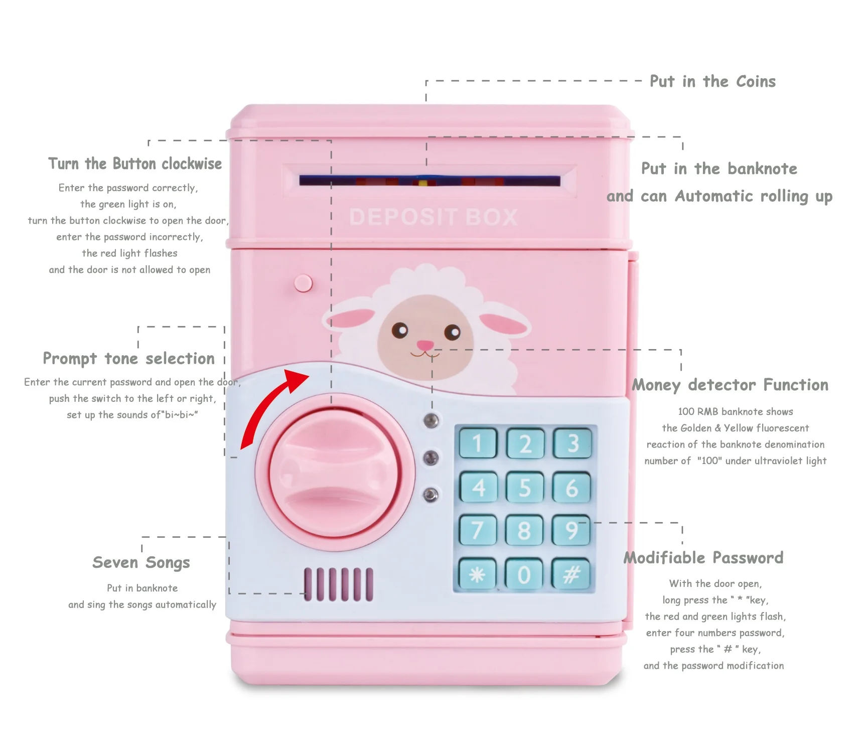 Красивая розовая Копилка на заказ, пластиковые игрушки для экономии денег