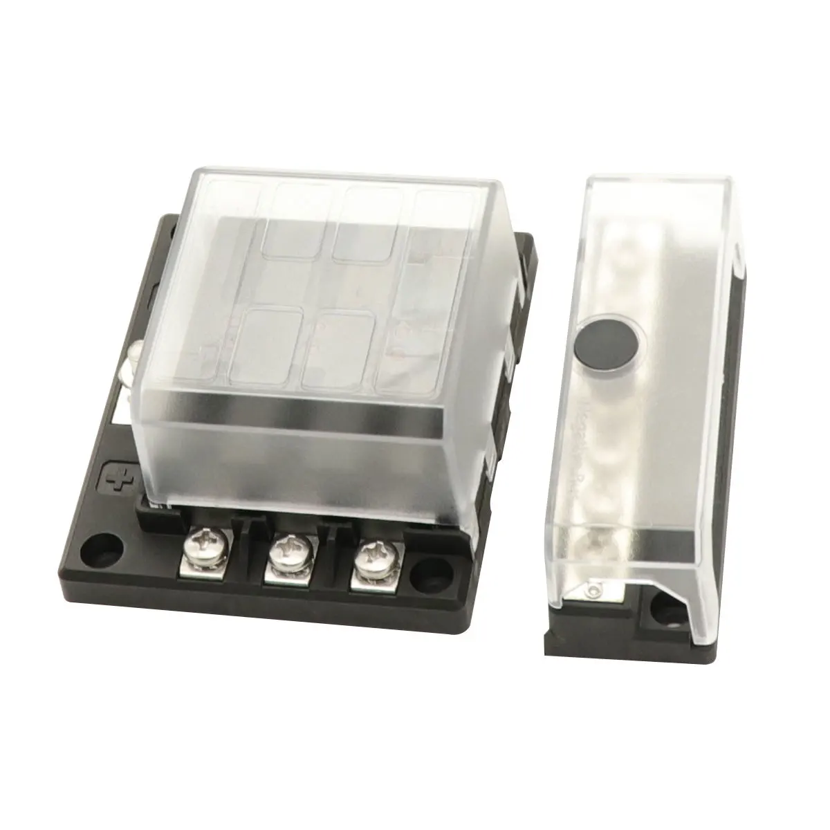 Amomd 6 Way Screw Fuse Block Combine Modular Design Fuse Holder Case Box With 6 Way Negative Bus Bar