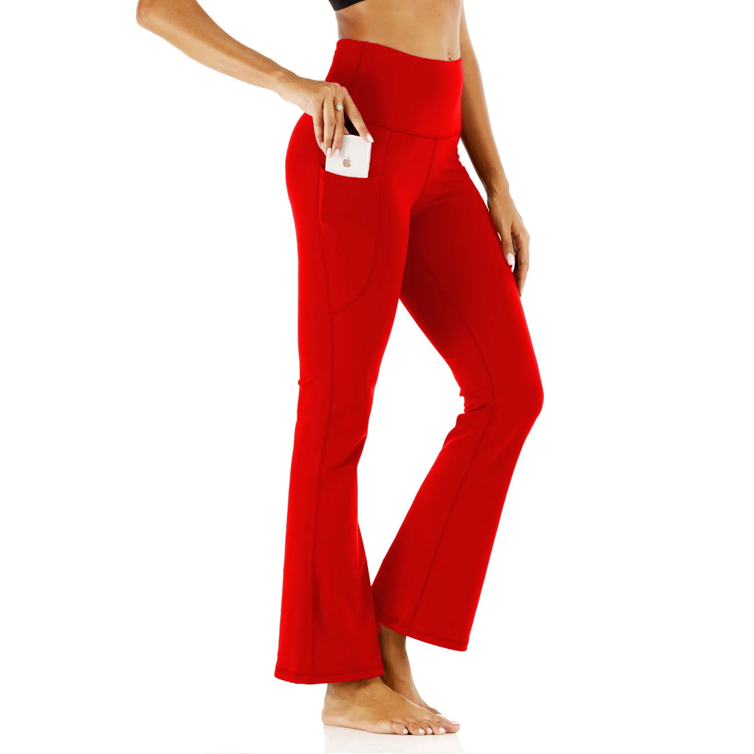 Featured Flared Yoga Pants Pocket Solid 
