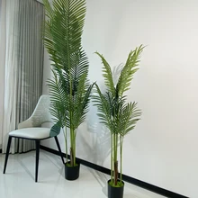 Areca Palm Small Potted tree fake faux leaf green SimulationBonsai greenery indoor tropical Removable Plastic artificial plant