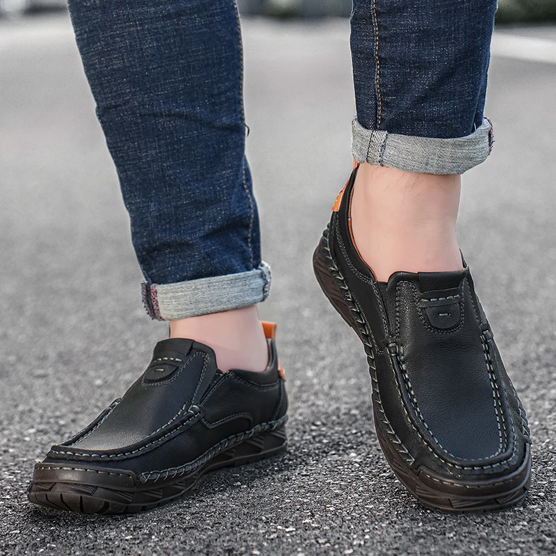Factory Supply Italian Handmade Comfortable Office Men Genuine Leather Dress Shoes Large Size Business Leather Loafer Shoes