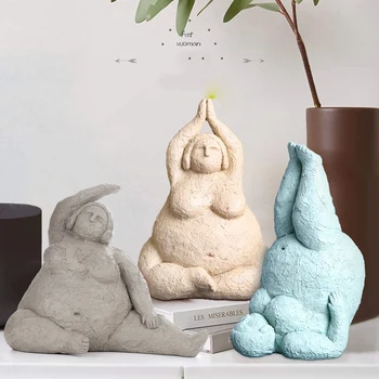 Abstract Fat Women Figure Sculpture - Resin Lady Figurine for