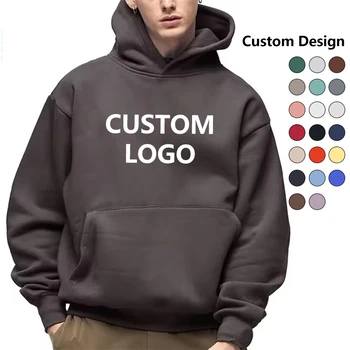 Wholesale Quality Cotton Puff Printing Hoodie Unisex Cropped Hoodie Men Sweatshirt French Terry Heavyweight Blank Custom Hoodies