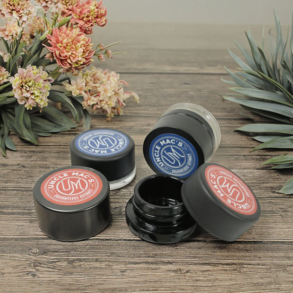 Custom Logo Printing 1 3 5 7 9 Gram Glass Jars Containers