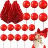 20 pcs red foam ball paper fan set