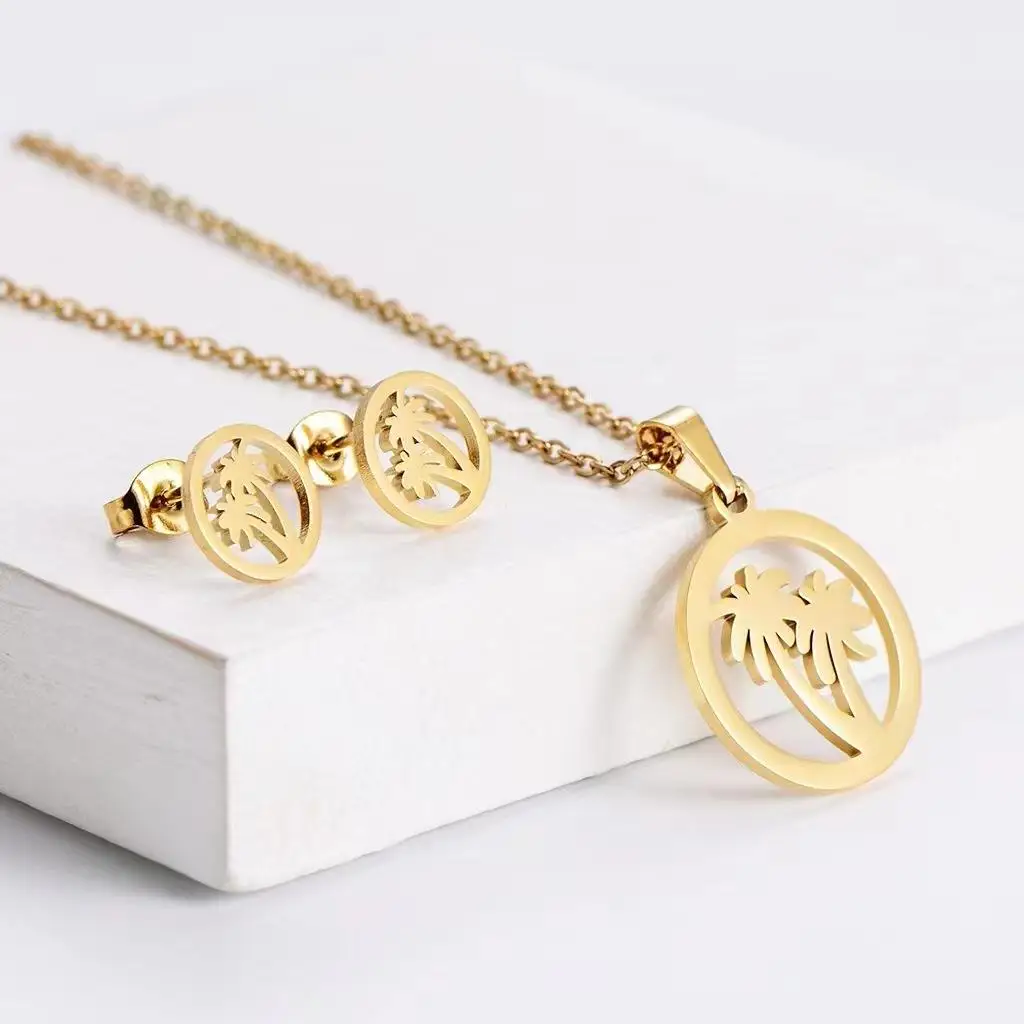 Wholesale Bulk Women Jewelry Set 18k Gold Plated Necklace Stainless   H99818518fe324f9b93e4a278bcc24fadA 