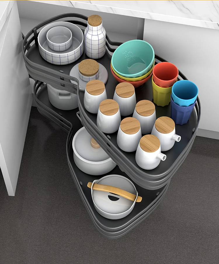Factory Direct Sales Magic Corner Swing Tray Pull Out Basket for Kitchen Cabinet