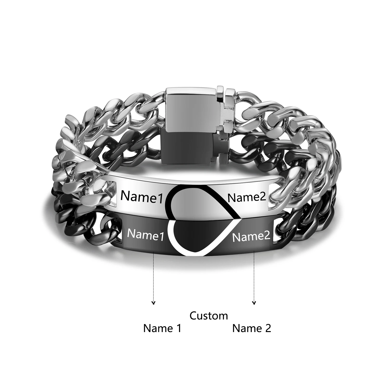New Arrival Custom Name Stainless Steel Couple Bracelet Personalized