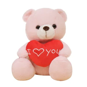 Stuffed Teddy Bear with Heart Cushion for Girlfriend Valentines Day Love Gift Plush Toys