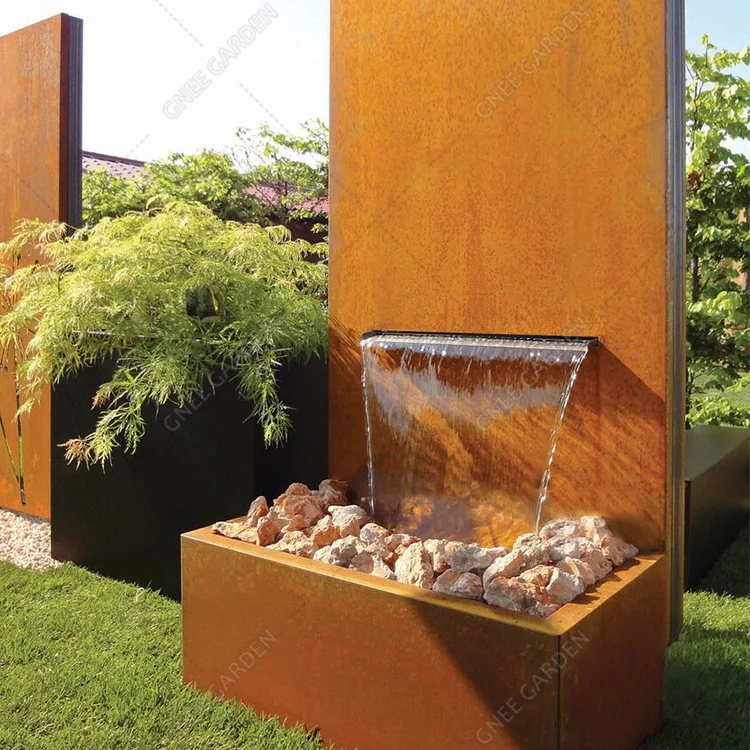 Rusty Corten Steel Water Sculpture Corten Steel Rain Curtain Fountain ...