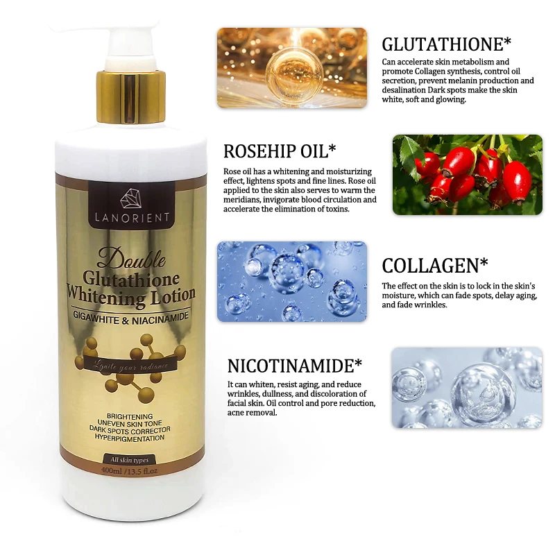 Private Label Skin Care Set Double L-Glutathione Whitening Lotion Dark Spot  Face Cream Black Skin Soap Bleaching Body Lotion