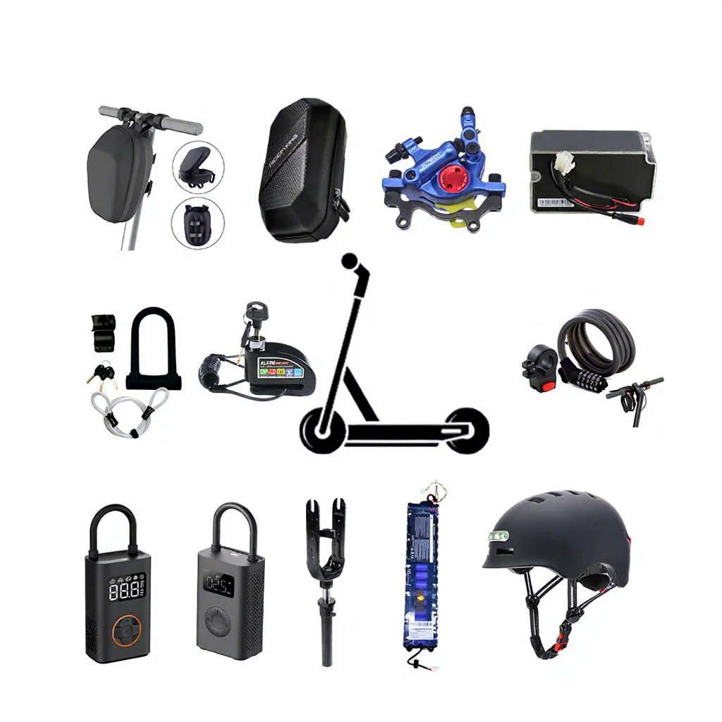 ضوء إصلاح الدراجة الجديد مع مصباح ليد، بوق، حامل قفل قرصي، مجموعة حقيبة لإكسسوارات الدراجة الكهربائية، مرآة الرؤية الخلفية، إكسسوارات ركوب الدراجات، قطع غيار الدراجة