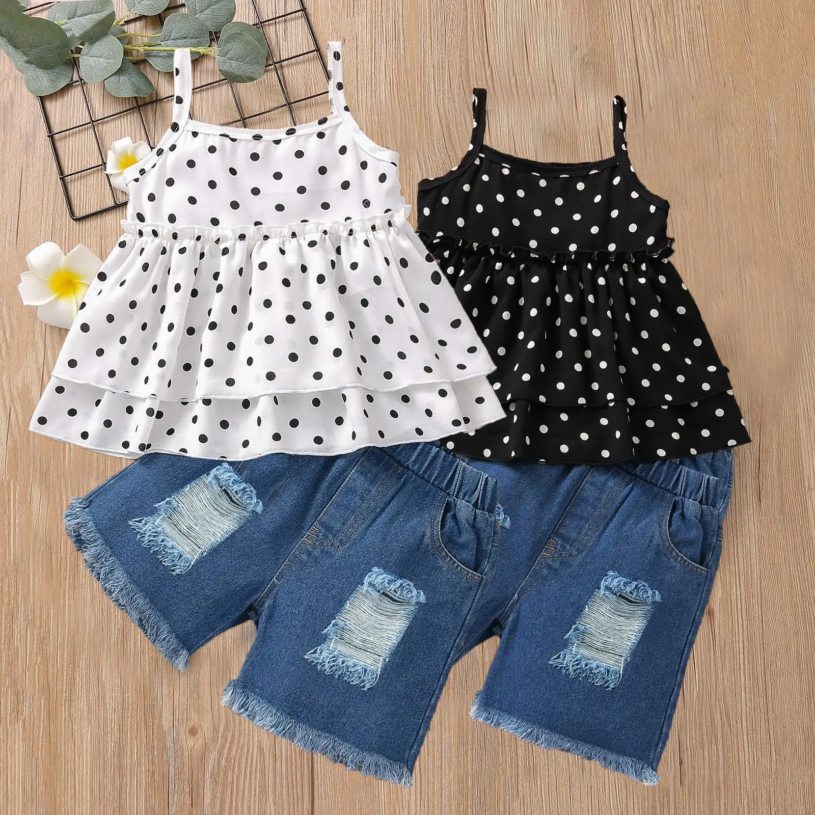 Yiwu Yiyuan Garment Sassy Toddler Girl Summer Jean Outfits Baby Girl