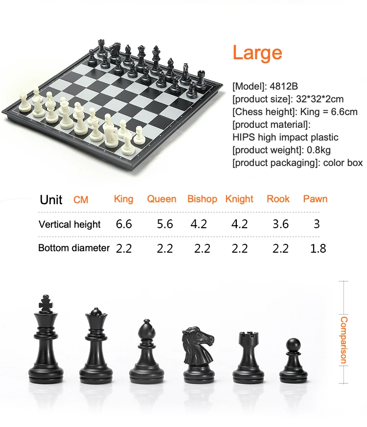 Custom ABS Tournament 25*25*2cm chess board set Game Set Magnetic luxury chess  set plastic