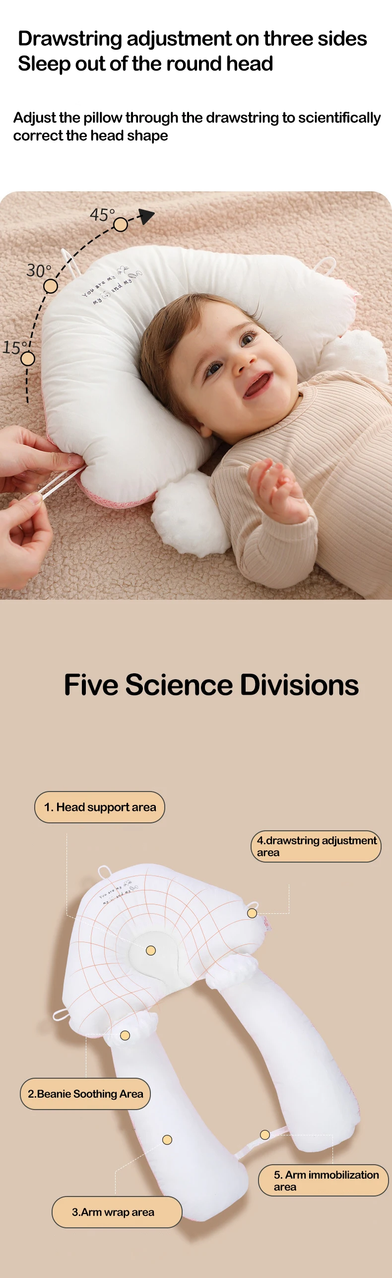 Hot Selling Cotton Breathable Baby Comfort Orthopedic Pillow Antiscare