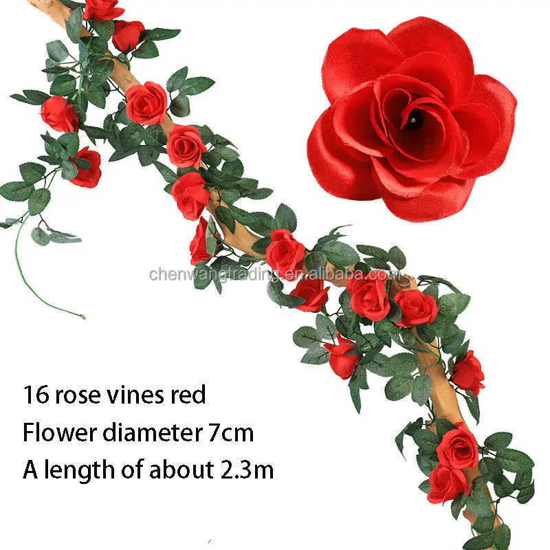 Artificial Rose Vine Hanging Flowers For Wall Decoration Rattan Fake
