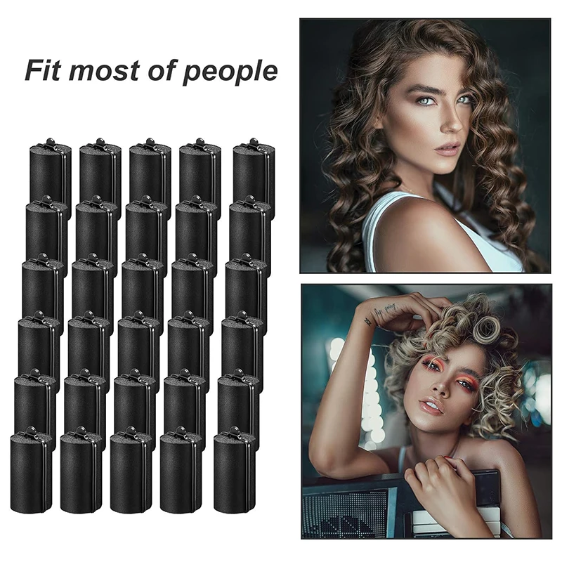 Factory Wholesale 18Pcs Black Satin Sponge Hair Rollers Set Soft Foam Sleeping Curler Roller for Hair Styling