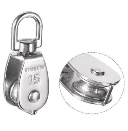 BT-0173 Stainless Steel Pulley M15 Single Wheel Swivel Set Lifting Wheel Tools Durable Wire Rope Pulley