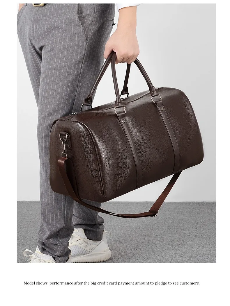 Large Capacity PU Leather Duffle Tote Bag Custom Style Luxury Designer Shoulder Travel Bag Women Men Sport