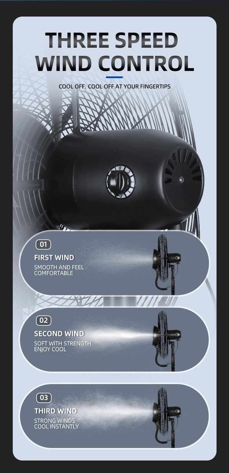 DB-26CF01 26-Inch 3-Speed Misting Fan - Portable & Efficient