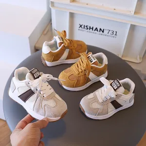 Soft Leather Mesh Running Shoes New Round-Toe Breathable Sneakers Hidden Height Increase Flat-Soled Forrest