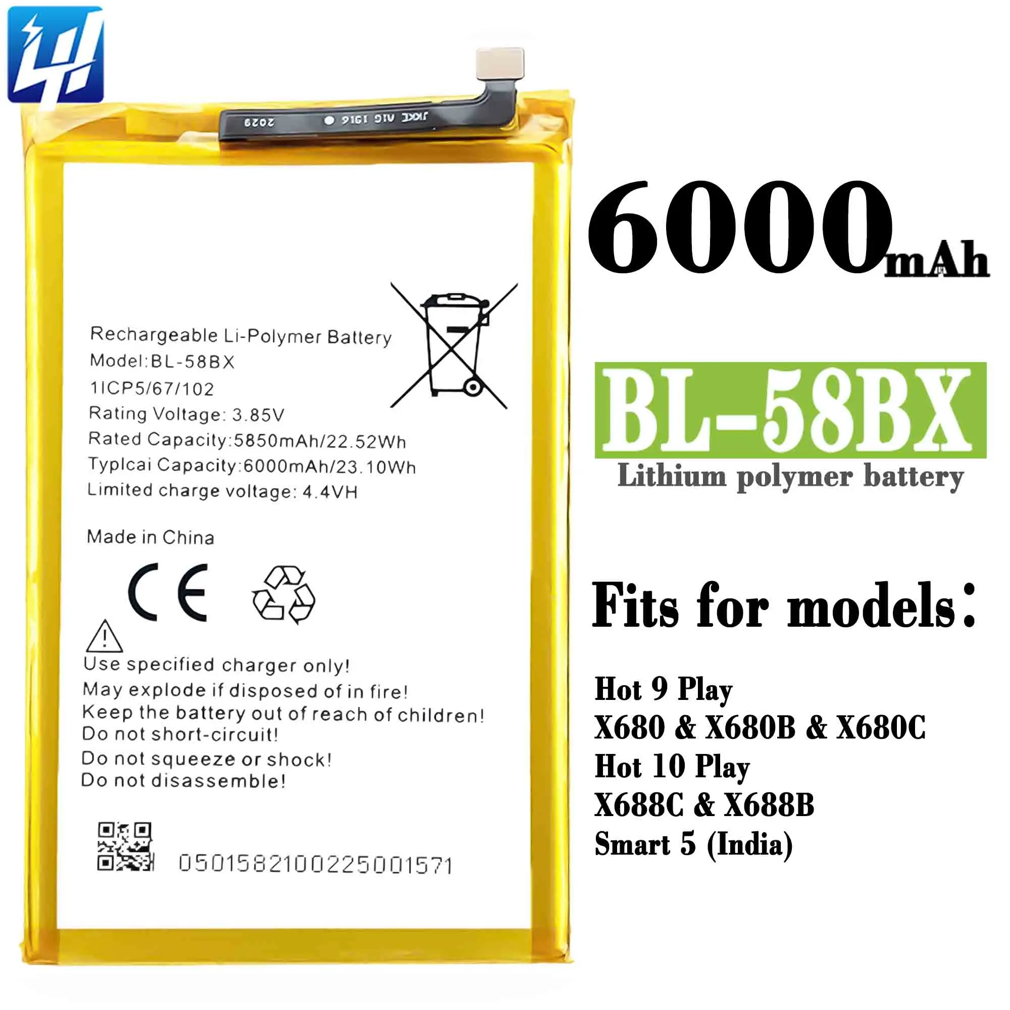 OEM BL-58BX القياسية هاتف محمول أصلي بطارية ل infinix الساخن اللعب X680  X680B X680Cbattery