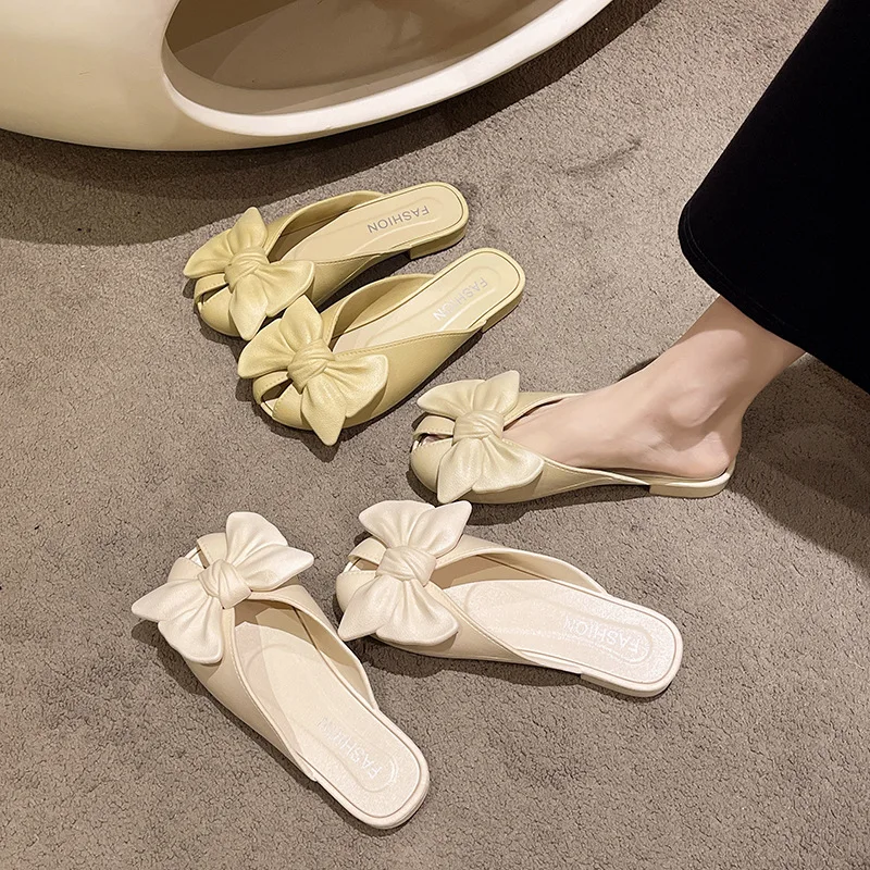 New Arrival Women's Fashion Bow Tie Decorated Baotou Sandals Flat