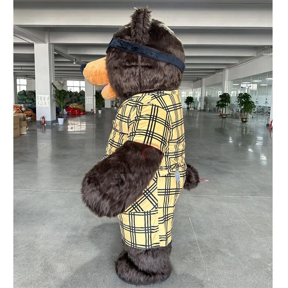 CE Certified 2.6M Brown Polar Bear Inflatable Mascot Costume Walking Cat Mascot Glasses Brown Bear Mascot Costume Unique
