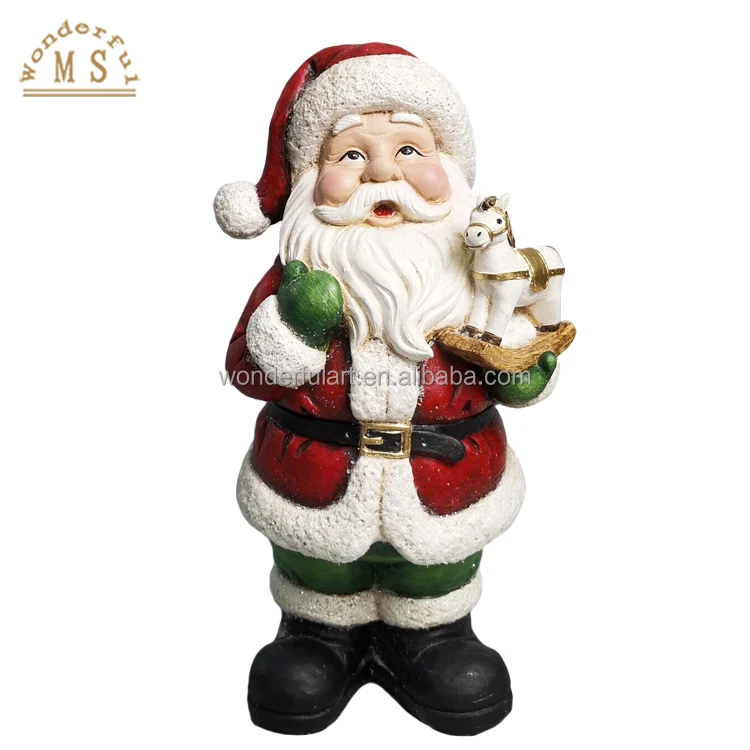 16Inch Middle Size tringle claus Traditional Santa Holding Gifts Statue  is A Wonderful Addition to Any Christmas Holiday Decor