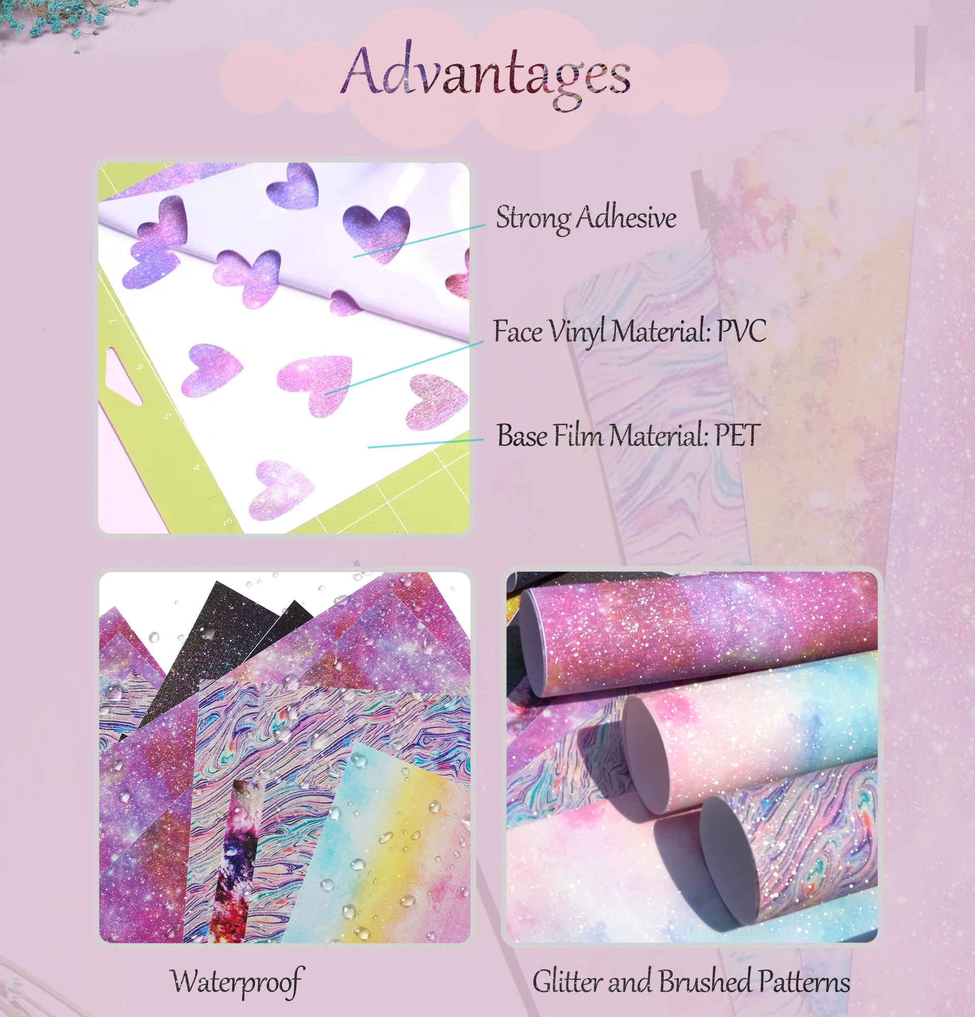 Printable Craft Pvc Glue Sheets Self Adhesive Vinyl Outdoor Permanent