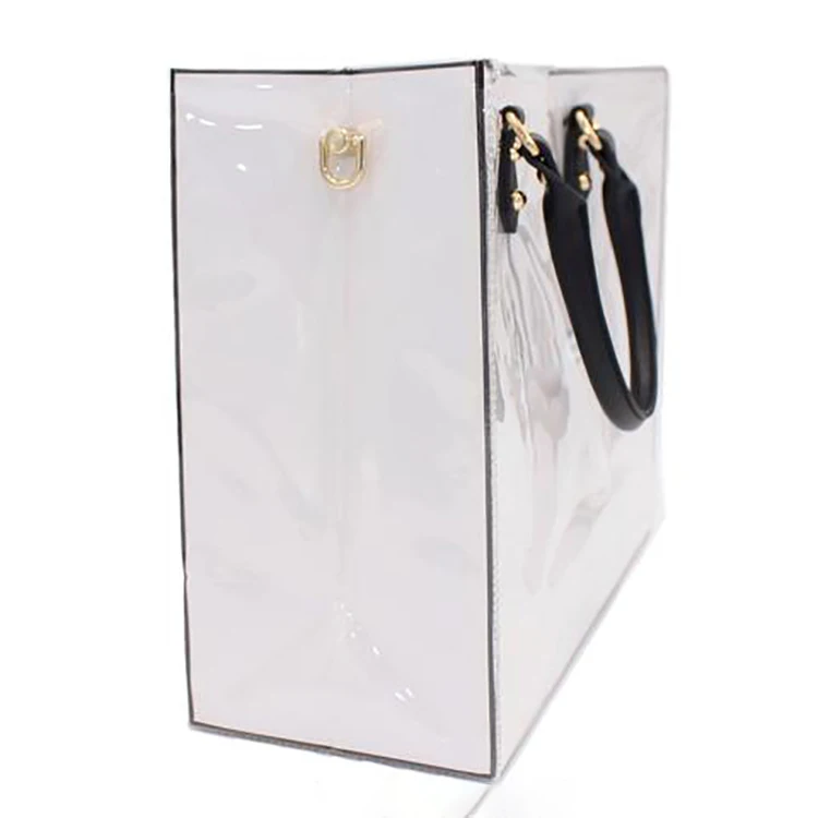 China Clear PVC Handle Bag Fashion PVC Tote Shopping Bag DIY