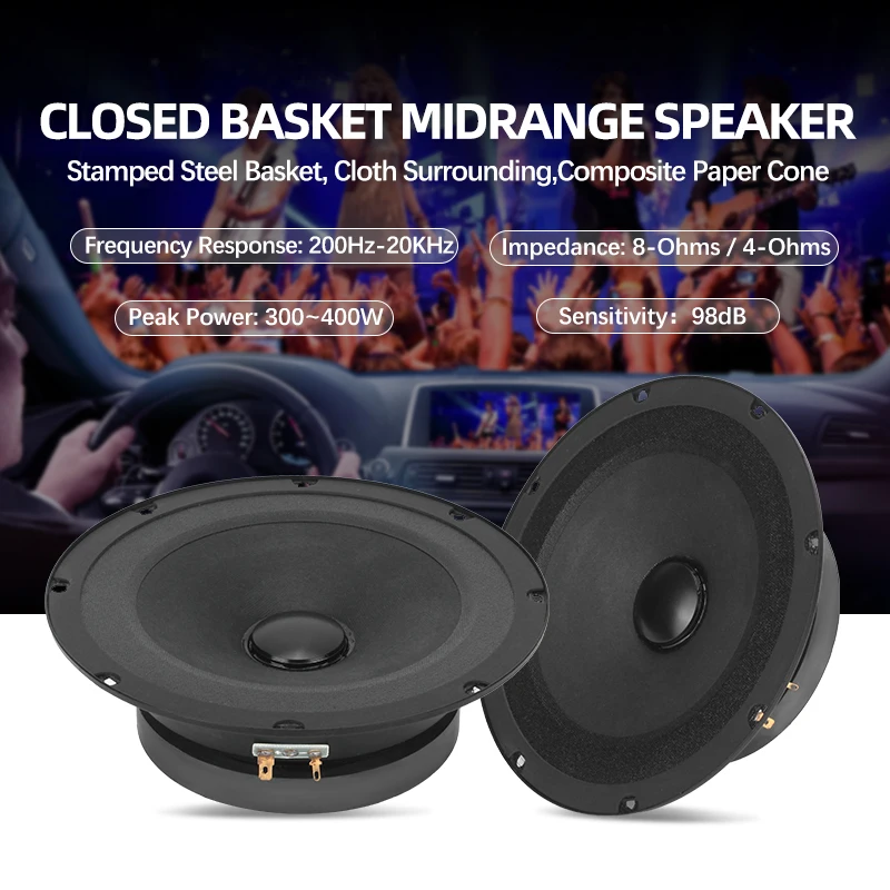 6.5 Inch Electroplated Audio System Sound Dome Midrange 8" Midrange Mid Range Speaker for Car