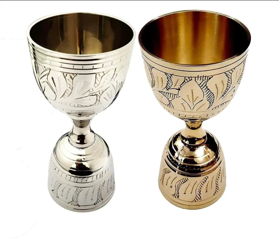 15/30ml真鍮彫刻ペグシルバー銅ゴールデンメジャーカップジガー