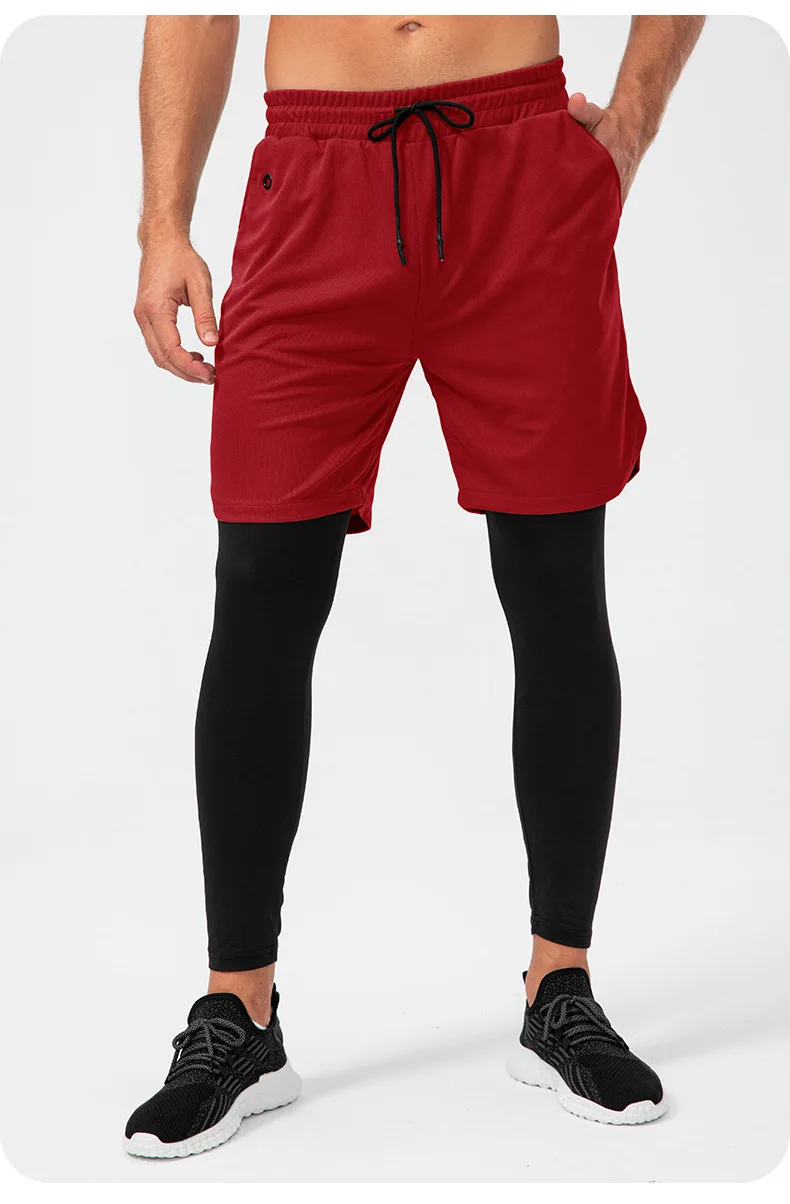 Hombres Pantalones deportivos de color combinado con cordón 2 en 1 con  bucle de toalla