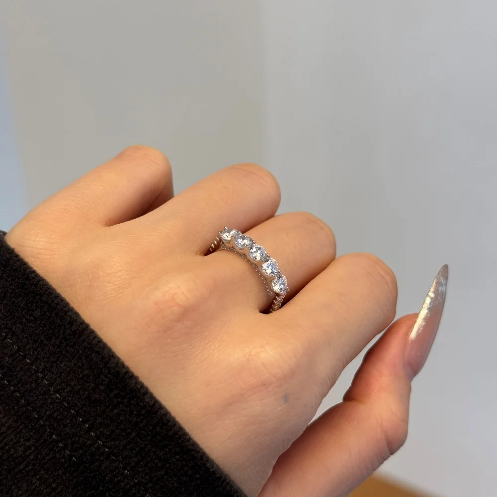 KAKODIY 925 Sterling Silver Stylish Women's Engagement Wedding Lace Five Zirconia Ring detail 3