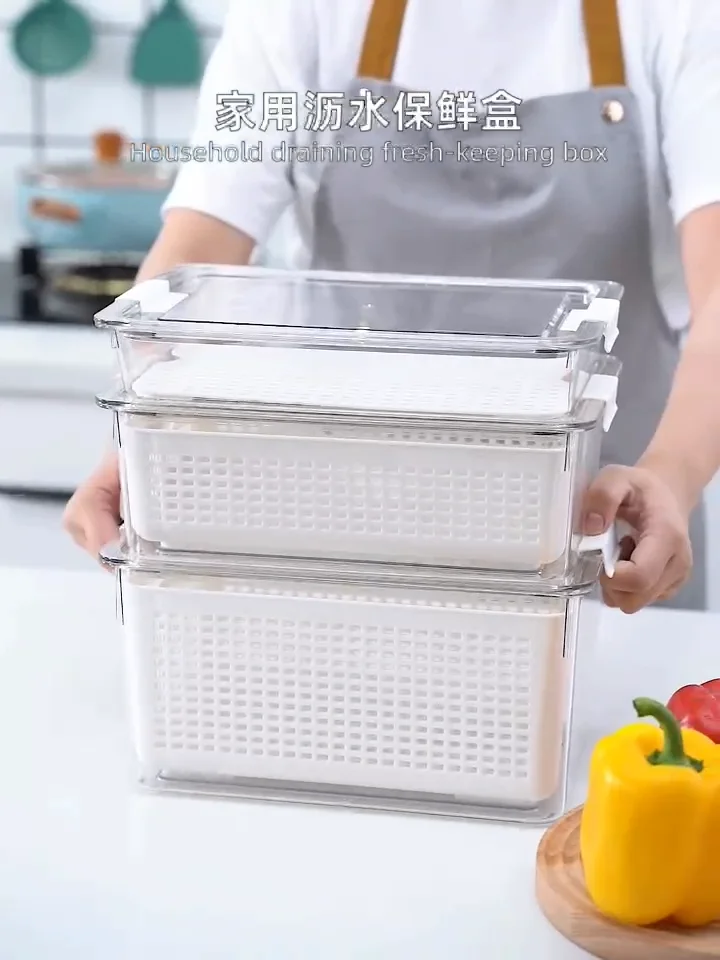 Kitchen Acrylic Plastic Clear Fridge Bins Refrigerator Organizer High