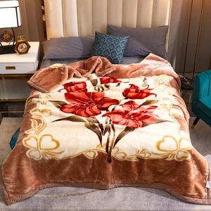 Luxury Warm Plush Korean Faux Mink  2PLY Reversible Raschel Throw Blanket Heavy Duty Winter Warm Queen Size