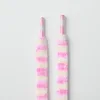Striped pink and white plush shoelaces