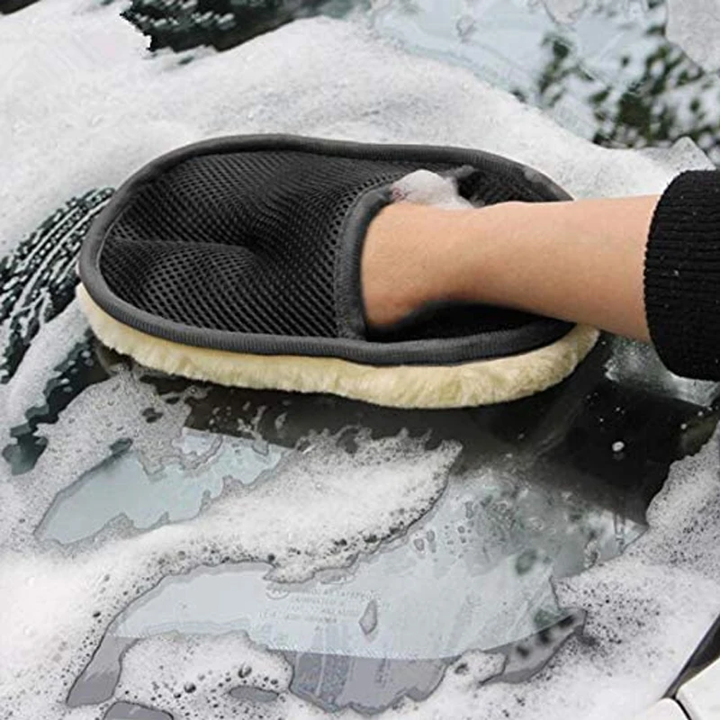 Шерстяная губка для чистки автомобиля, перчатка из микрофибры для мытья автомобиля, ткань для мытья автомобиля, пыли, окон, моторная варежка, ткань для чистки