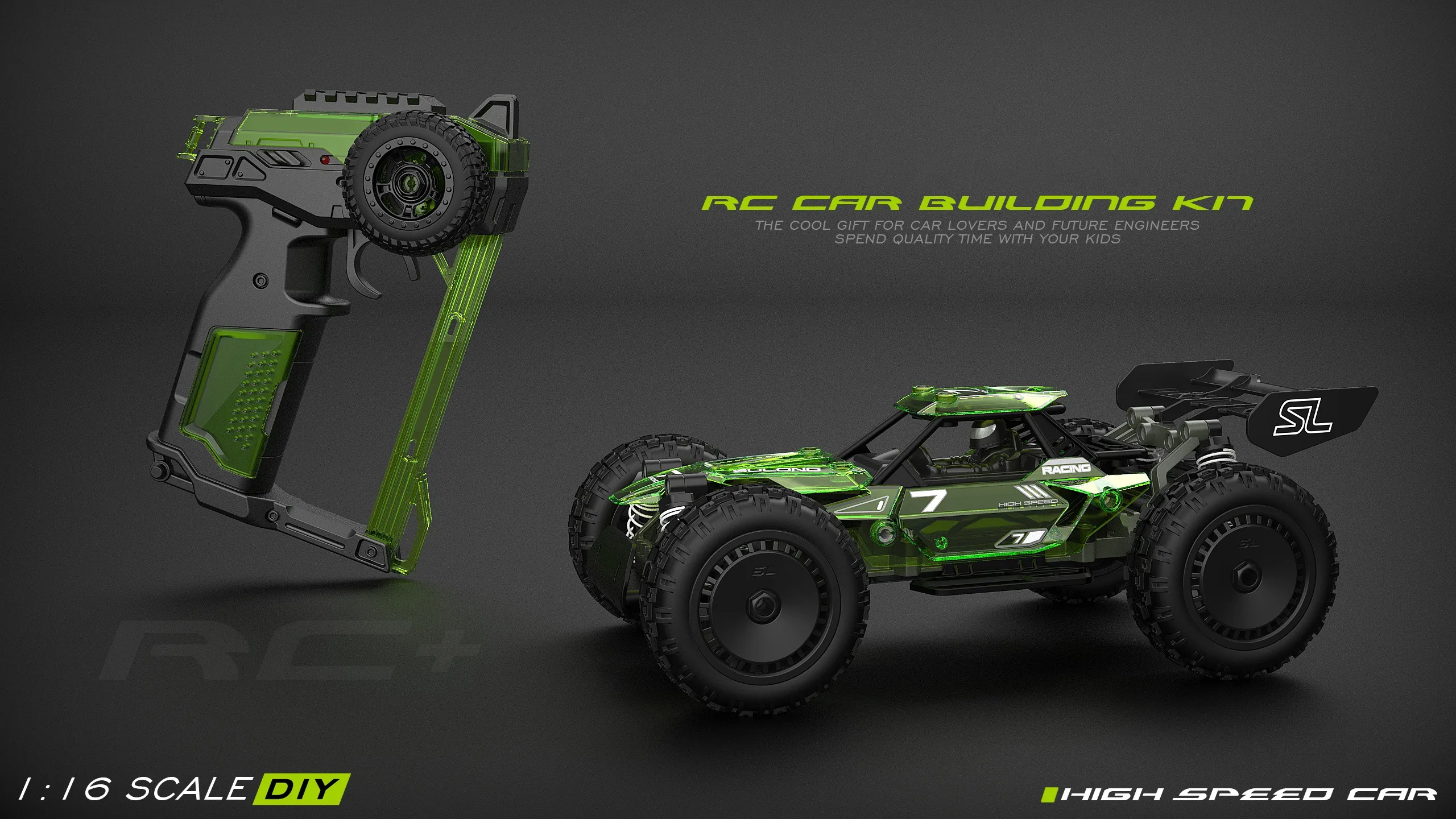おもちゃ 1:16 scale RC Car D.I.Y.! DIY STEM Education Smart Assemble 1/16 2.4G RC Car Kit