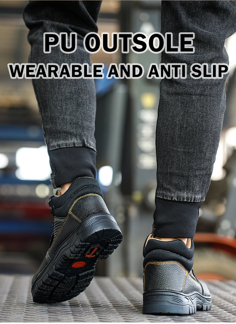 Factory Cheap High Quality Pu Leather Israel Men's Working Safety Shoes