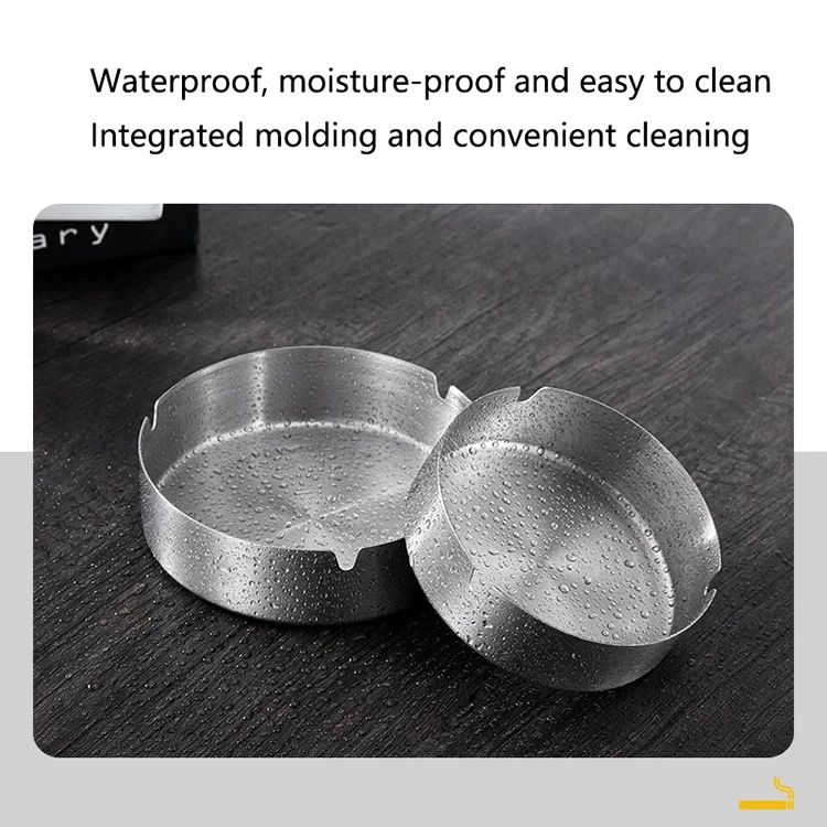 Classic Stainless Steel Cigar Ashtray Portable Round Design Durable